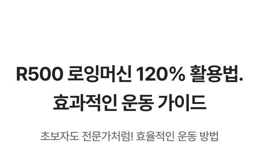 R500 로잉머신 120% 활용법. 효과적인 운동 가이드와 초보자도 전문가처럼 활용 가능한 트레이닝 방법
